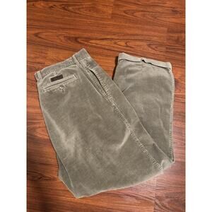 VTG Chaps Ralph Lauren Beige Green Mens 38x30 Corduroy Pleated Cuff Hem Pants